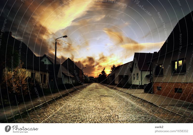 Old village Sky Clouds Bushes Village House (Residential Structure) Wall (barrier) Wall (building) Facade Window Transport Traffic infrastructure Street