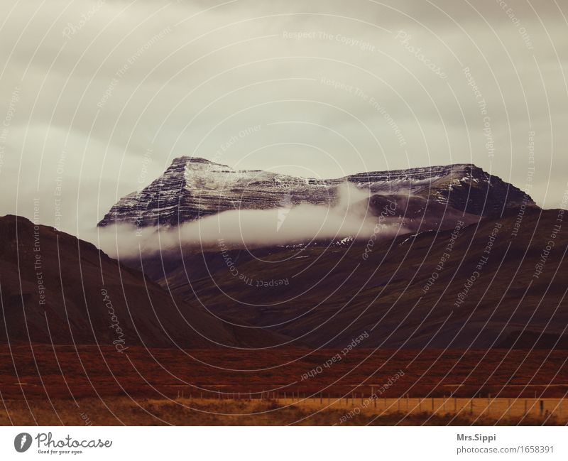 cloud-neck Nature Landscape Earth Air Autumn Rock Mountain Peak Snowcapped peak Iceland Hiking Wait Far-off places Gigantic Large Brown Power Colour photo