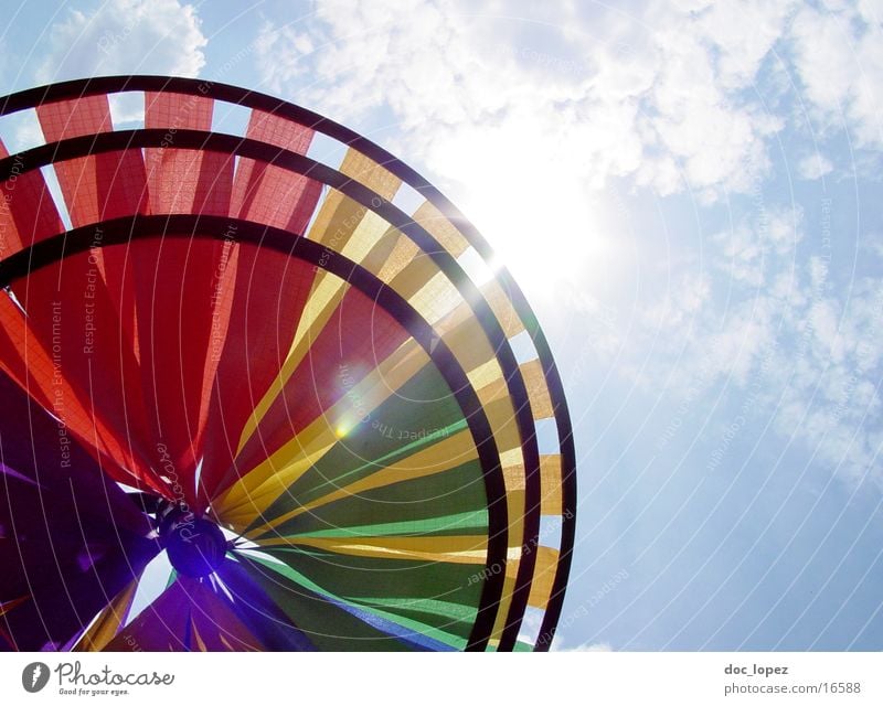 Wind Turbine View_2 Multicoloured Dazzle Clouds Toys Round Things Sky Sun Perspective Bright Partially visible Lens flare Pinwheel