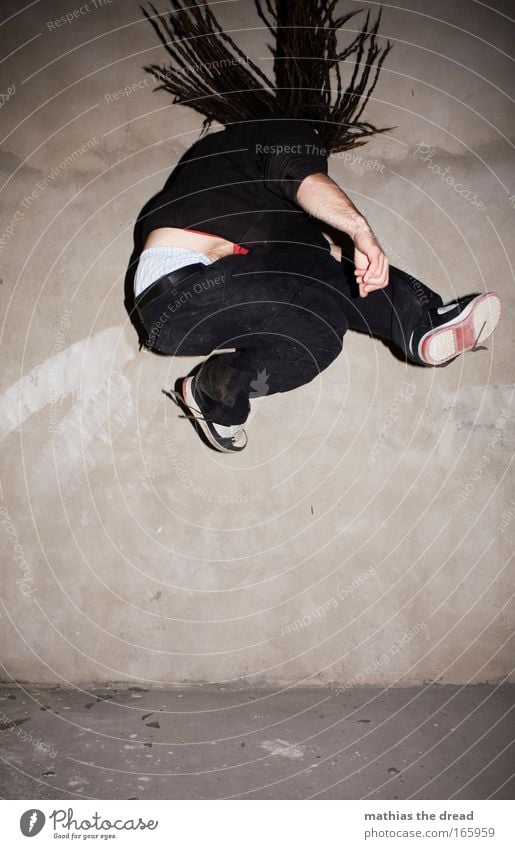 zero gravity Colour photo Subdued colour Interior shot Neutral Background Flash photo Contrast Worm's-eye view Full-length Looking away Lifestyle Joy