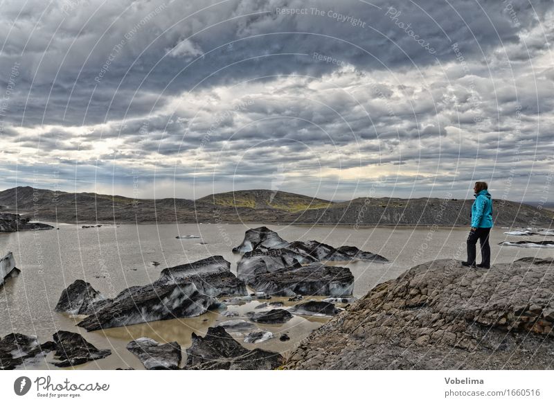 Glacier lagoon at Vatnajökull Vacation & Travel Tourism Trip Adventure Far-off places Sightseeing Hiking Woman Adults 1 Human being 45 - 60 years Nature