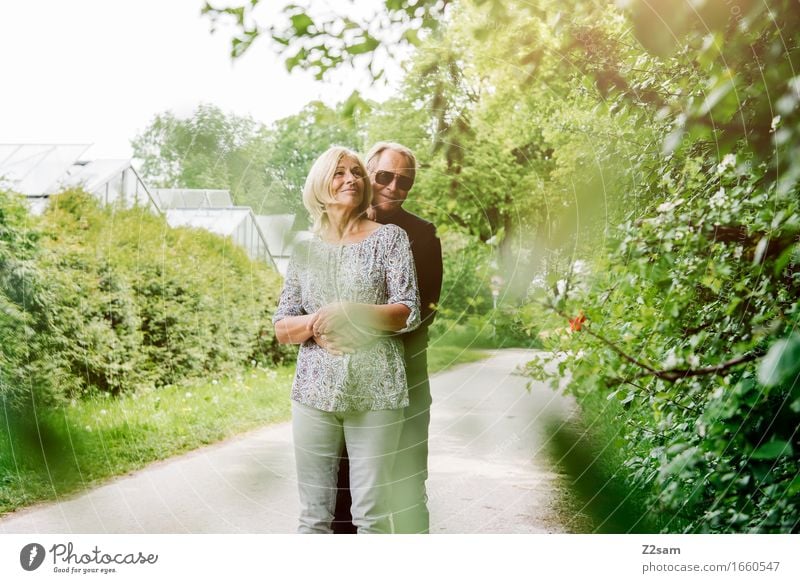 Life is beautiful Elegant Female senior Woman Male senior Man Couple Partner 60 years and older Senior citizen Nature Landscape Summer Beautiful weather Garden