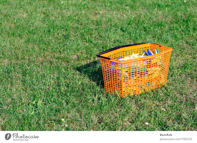 Mother's clothespins Colour photo Exterior shot Deserted Copy Space left Day Garden Grass Plastic Green Contentment Loneliness Peace Idyll Future Clothes peg