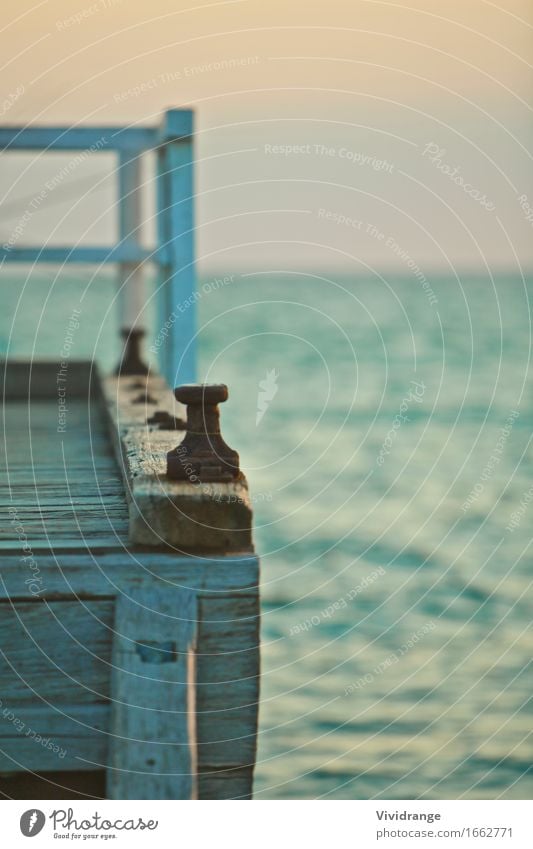 Pier and sea view Lifestyle Relaxation Calm Vacation & Travel Summer Ocean Island Waves Water Coast Beach Yacht harbour Wood Old Maritime Colour Australia bay