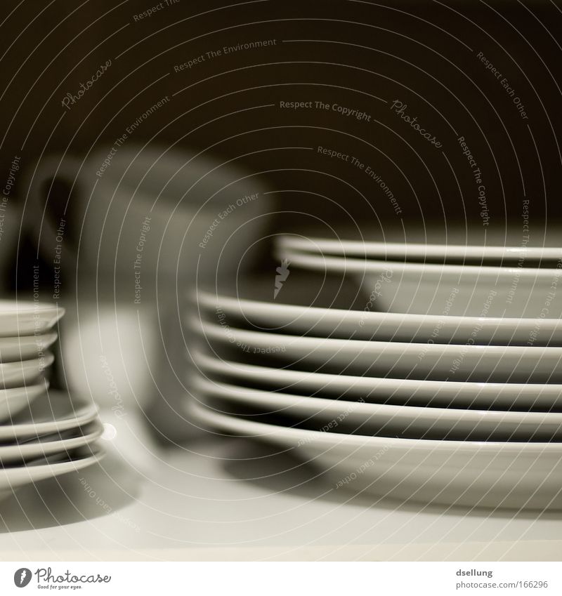 "Consistent perspective" Colour photo Interior shot Close-up Experimental Deserted Artificial light Shadow Shallow depth of field Central perspective Crockery