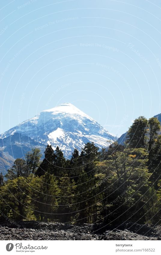 Volano Lanin Patagonia Argentina Colour photo Exterior shot Deserted Morning Deep depth of field Long shot Nature Landscape Sky Cloudless sky Autumn