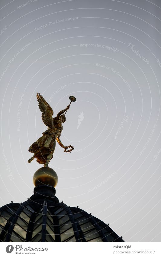 Dresden IV Art Work of art Esthetic Angel Datura Historic Impressive Roof Heavenly Gold Belief Hope Happiness Upward Colour photo Multicoloured Exterior shot