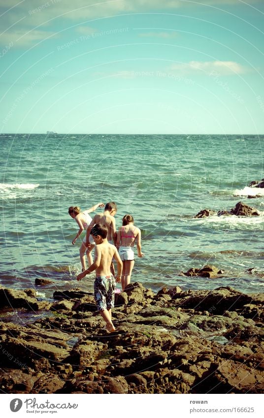 Take a bath! Colour photo Exterior shot Copy Space top Sunlight Playing Vacation & Travel Tourism Trip Summer Summer vacation Beach Ocean Human being Child Girl