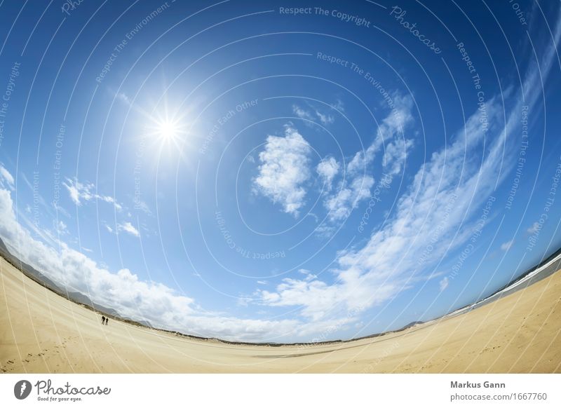 Curved beach Vacation & Travel Summer Beach Nature Sand Sky Clouds Sun Blue Donegal Northern Ireland Arch Horizon Freedom Far-off places Calm Colour photo