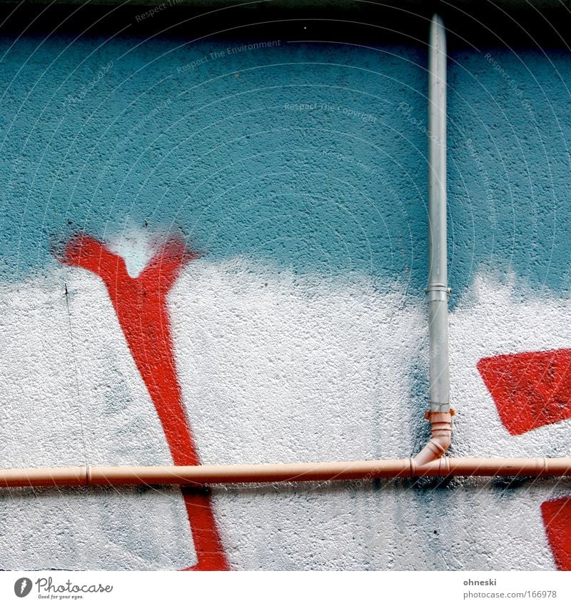 Pipe free Multicoloured Copy Space left Copy Space middle Central perspective Deserted House (Residential Structure) Wall (barrier) Wall (building) Facade