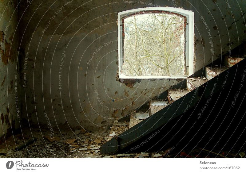 decay Deserted Industrial plant Factory Ruin Manmade structures Building Wall (barrier) Wall (building) Stairs Door Stone Metal Old Broken Transience