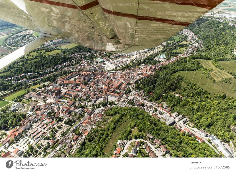 sightseeing flight Aviation Life Architecture Nature Landscape Plant Beautiful weather Park Meadow Forest Hill Eichstätt Germany Europe Town