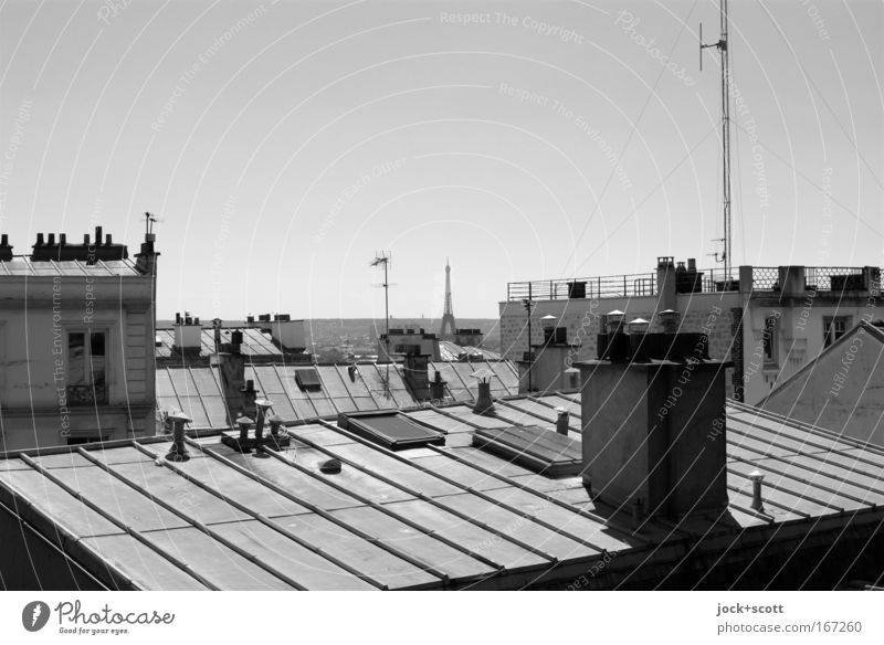 Umbrella organization in Paris City trip Cloudless sky Horizon Capital city Roof Chimney Antenna Tourist Attraction Landmark Eiffel Tower Structures and shapes