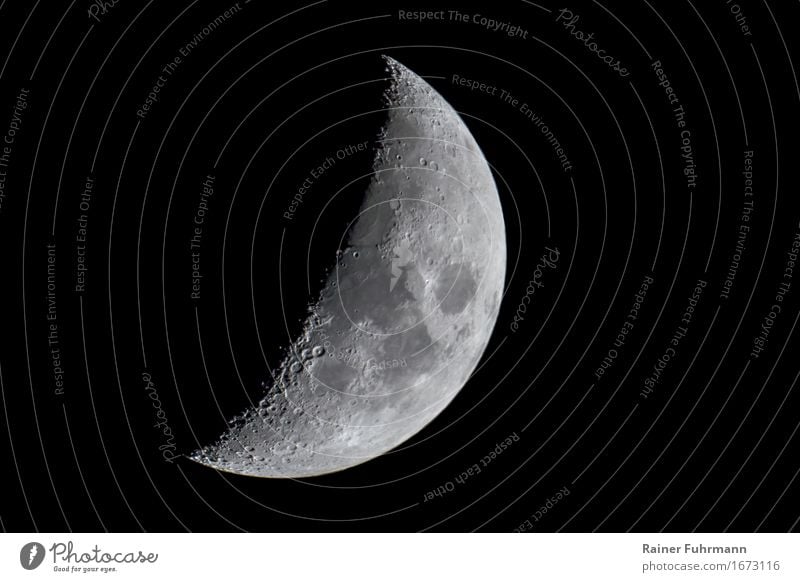 the waxing moon in the night sky Nature Landscape Sky Night sky Stars Moon Stone Power "increasingly crater Shadow" Subdued colour Exterior shot