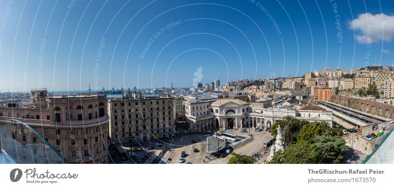 Genoa Town Port City House (Residential Structure) Dream house Manmade structures Building Architecture Facade Blue Brown Genua Italy Vacation & Travel