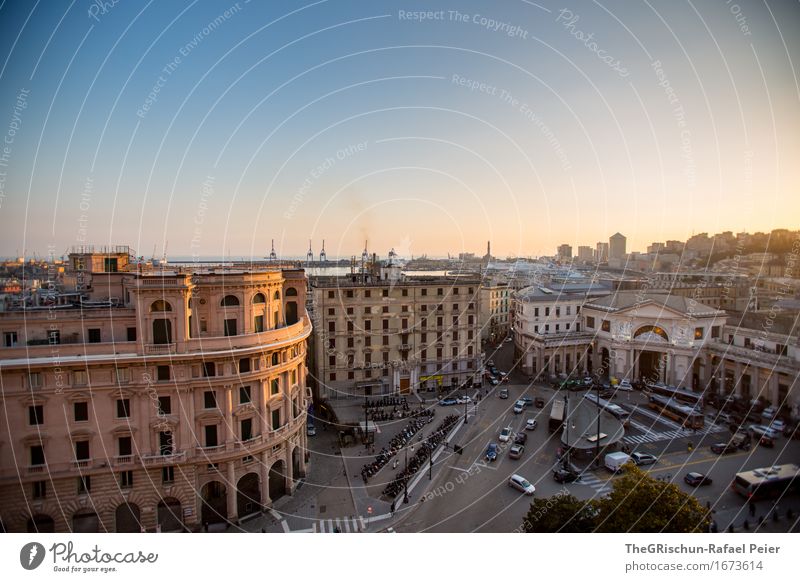 sunset III Town Port City Blue Brown Yellow Gold Orange White Genua Italy Architecture Window Sky Building House (Residential Structure) Places Exterior shot