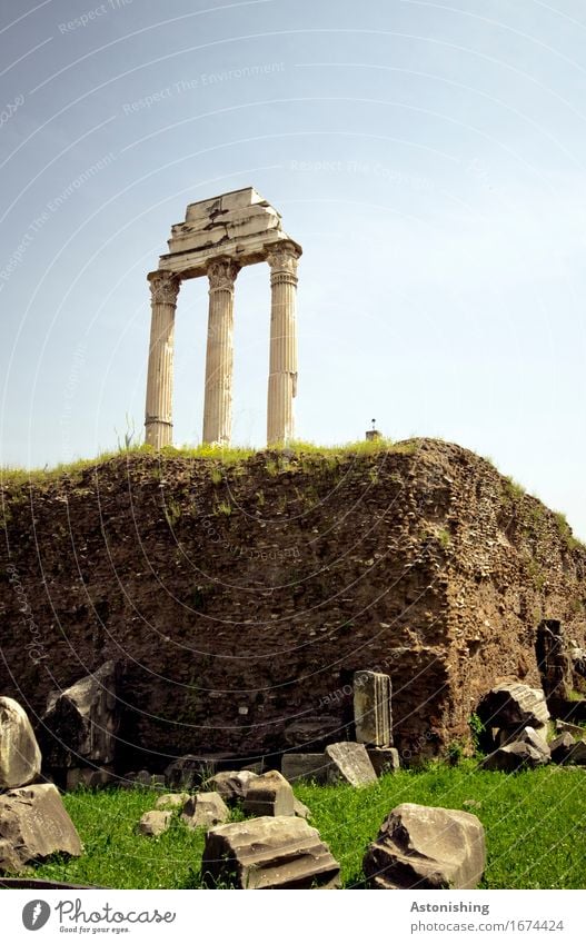 old walls Sculpture Architecture Environment Nature Earth Sand Sky Cloudless sky Summer Weather Beautiful weather Plant Grass Meadow Hill Rock Rome Italy Town