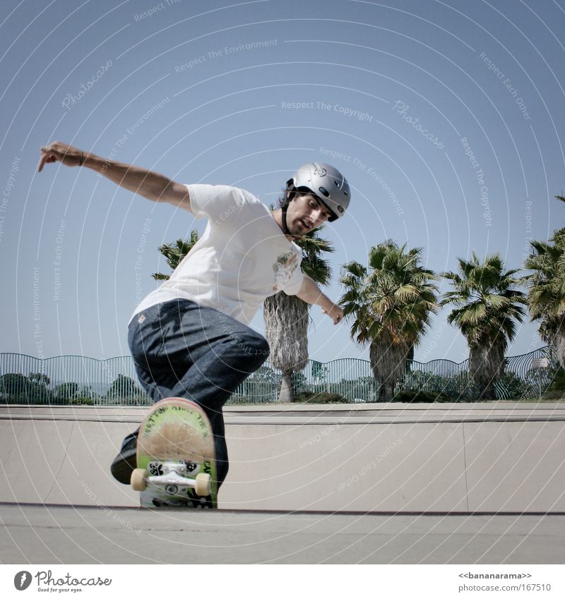 Skate in Ocean Beach Colour photo Exterior shot Copy Space right Copy Space top Shadow Sunlight Long shot Full-length Looking away Sports Sportsperson