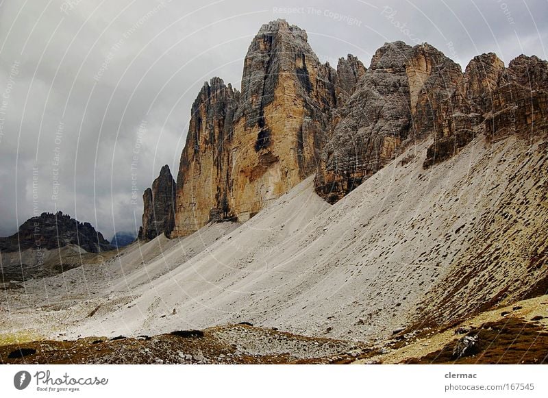 three merlons Colour photo Exterior shot Deserted Day Nature Landscape Rock Alps Mountain Peak Lanes & trails Far-off places