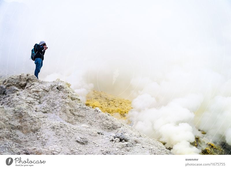 Ijen Photographer Vacation & Travel Tourism Adventure Man Adults 1 Human being Landscape Elements Fire Clouds Mountain Volcano Indonesia Java Bali Asia