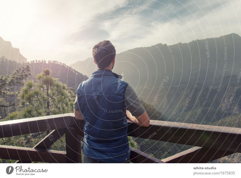 a room with a view Masculine Sports Man Athletic Hiking Mountaineer To go for a walk Panorama (Format) Vantage point To enjoy Sunrise Alpine foothills Alps