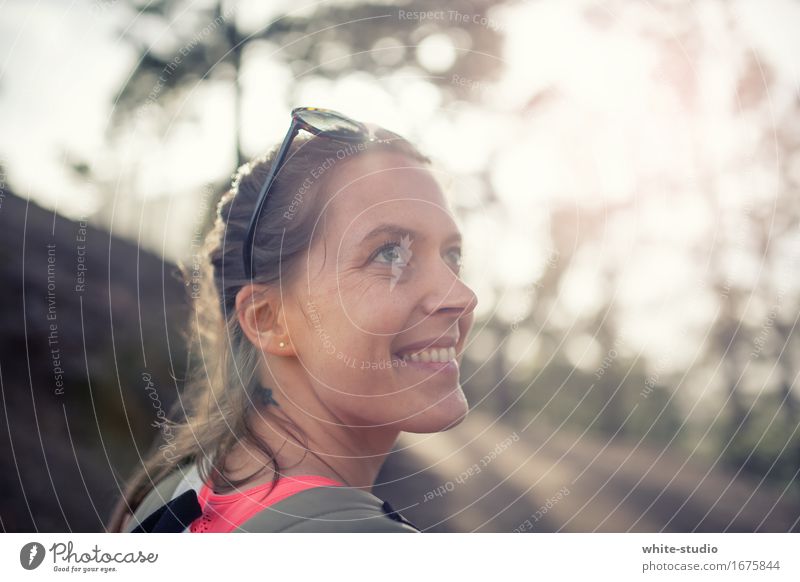 All you need is outdoor! Human being Young woman Youth (Young adults) Woman Adults Hiking Movement To go for a walk Forest Clearing Athletic Sportsperson