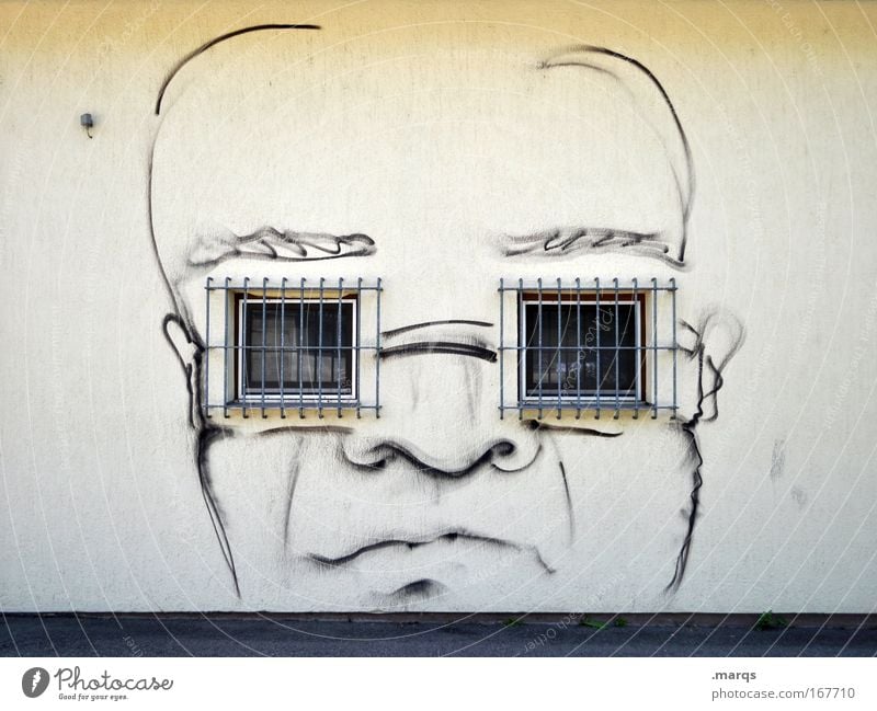 spectacle wearers Colour photo Subdued colour Exterior shot Copy Space top Central perspective Style Design Masculine Head Face 1 Human being Window Eyeglasses