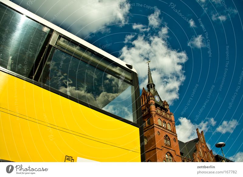 Steglitz Berlin Sky Summer Clouds steglitz Capital city Quarter City hall Architecture Bus Public transit Open Transport Road traffic Yield sign