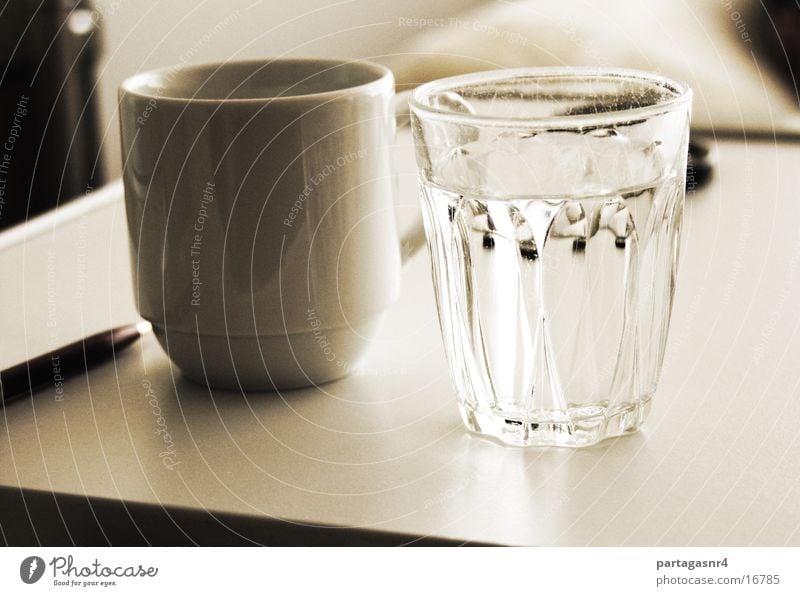 Water glass and cup Still Life Classic Glass Crockery Sepia