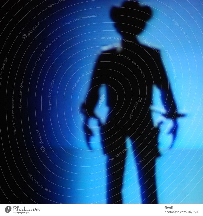 highnoon at three-quarters of a ten. Colour photo Evening Night Artificial light Shadow Silhouette Blur Central perspective Front view Masculine Man Adults 1