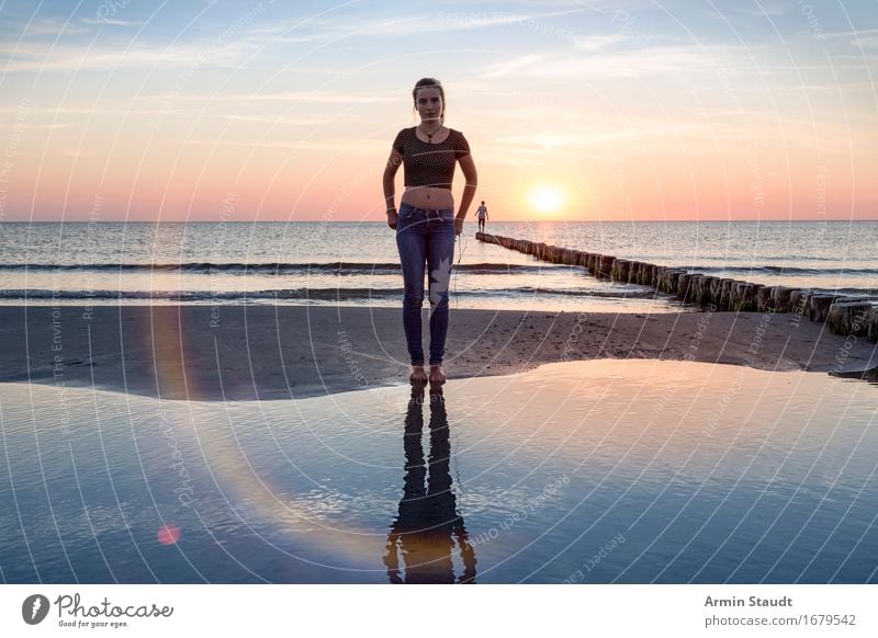 Portrait on the beach Lifestyle Style Beautiful Harmonious Well-being Contentment Senses Relaxation Calm Vacation & Travel Tourism Far-off places Freedom