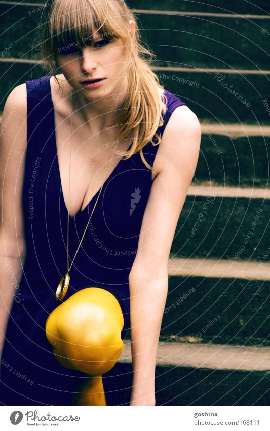 Eyes.view Colour photo Multicoloured Exterior shot Central perspective Portrait photograph Upper body Looking Looking into the camera Dress Tights Jewellery