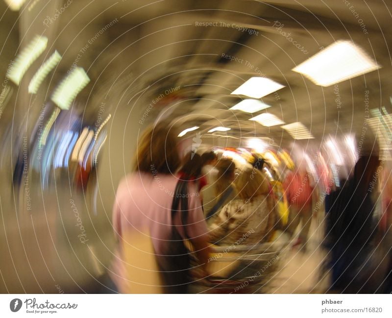 delirium of the coffers Cash register Shopping Store premises Rotate Rotation Tunnel Unconscious Group Row Wait Distorted Circle Focal point Vertigo Queue