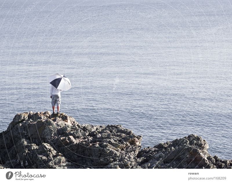 sea view Colour photo Exterior shot Copy Space right Copy Space top Neutral Background Day Human being Masculine 1 Coast Lakeside Hip & trendy Uniqueness Serene