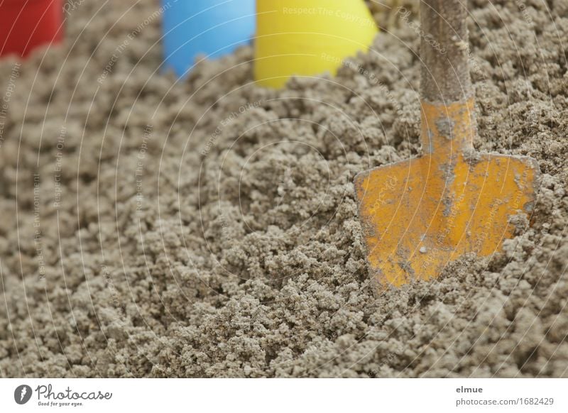 Summer season in sandpit (2) Playing Vacation & Travel Adventure Summer vacation Beach North Sea Baltic Sea Toys Shovel Sand toys Multicoloured Joy