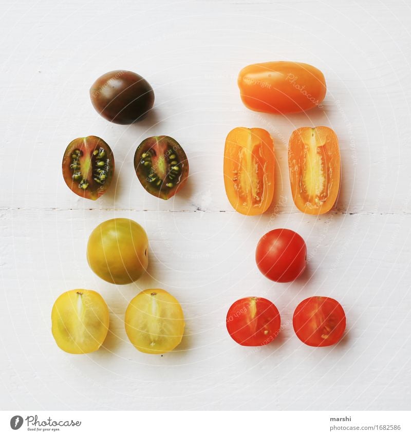 Tomato Quartet Vegetable Nutrition Eating Organic produce Vegetarian diet Diet Moody 4 Multicoloured Food photograph Healthy Eating Small Vine tomato Yellow