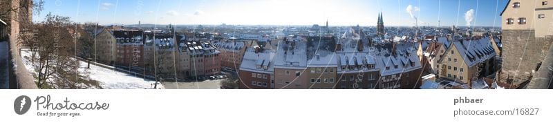 Nuremberg Franconia King Gingerbread Bratwurst Historic Winter Sandstone Half-timbered facade Panorama (View) noris Old town City wall Lorenz Church