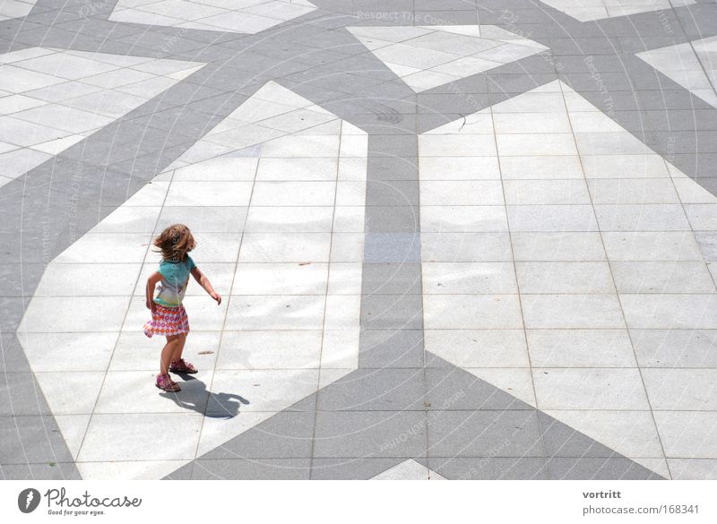 model dance Colour photo Exterior shot Day Light Shadow Looking back Looking away Dance Child Girl 1 Human being 3 - 8 years Infancy Stage play Dancer Town