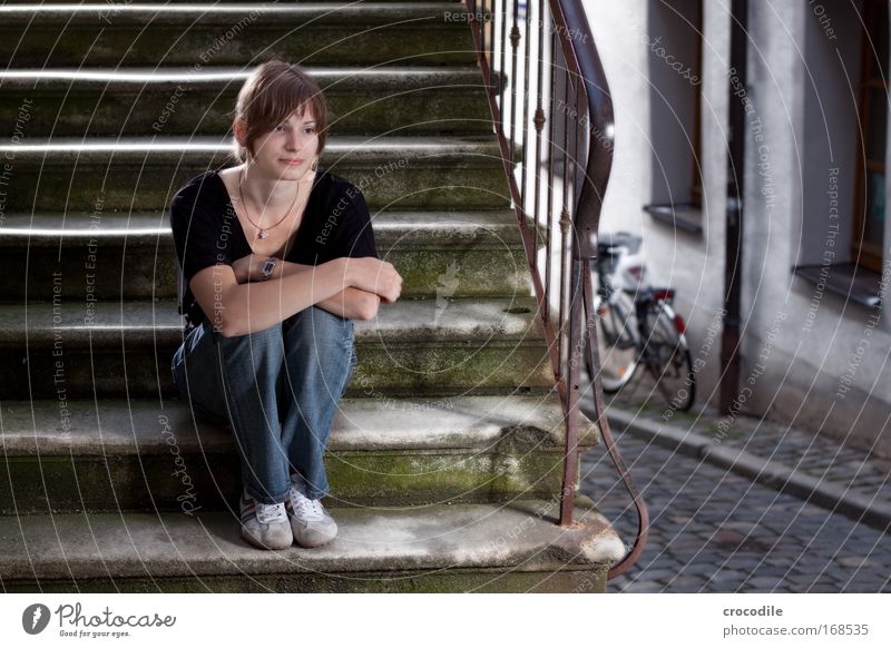 longing Colour photo Exterior shot Copy Space right Evening Flash photo Shadow Contrast Back-light Shallow depth of field Central perspective