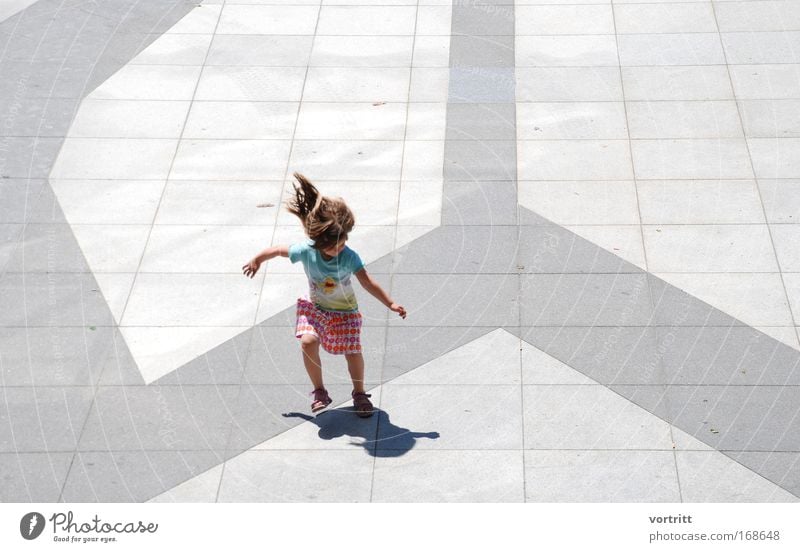 shadow hunting Colour photo Subdued colour Multicoloured Exterior shot Copy Space right Day Light Shadow Sunlight Full-length Downward Playing Child Human being