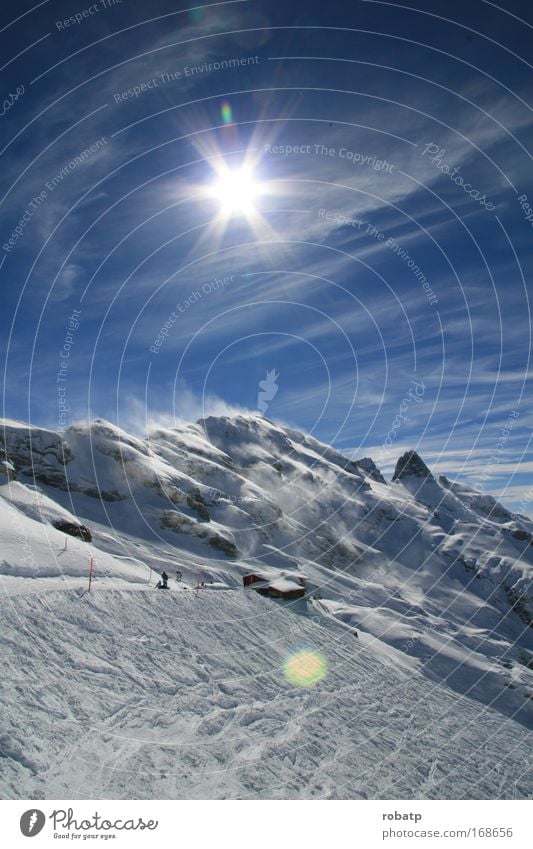 Titlis 01 0309 Colour photo Exterior shot Morning Light Sunlight Back-light Panorama (View) Winter Snow Winter vacation Skiing Landscape Sky Wind Alps Mountain