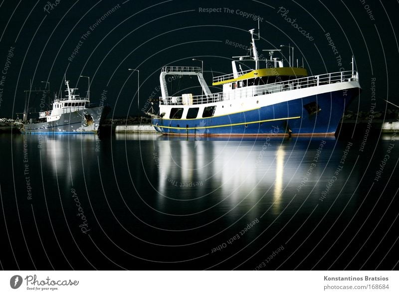 Night Boat to Cairo Colour photo Exterior shot Deserted Copy Space bottom Copy Space middle Neutral Background Reflection Long exposure Central perspective