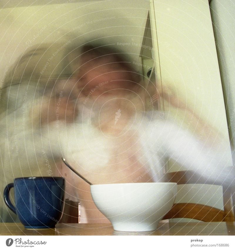 soup casparin Colour photo Interior shot Experimental Day Long exposure Motion blur Central perspective Portrait photograph Looking Soup Stew Nutrition Eating