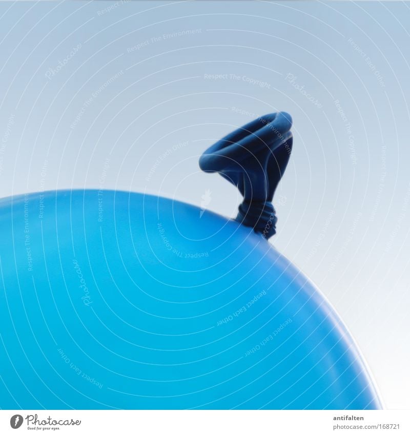 blue balloon Balloon Blue Colour Colour photo Interior shot Close-up Detail Copy Space top Neutral Background Deep depth of field Symbols and metaphors