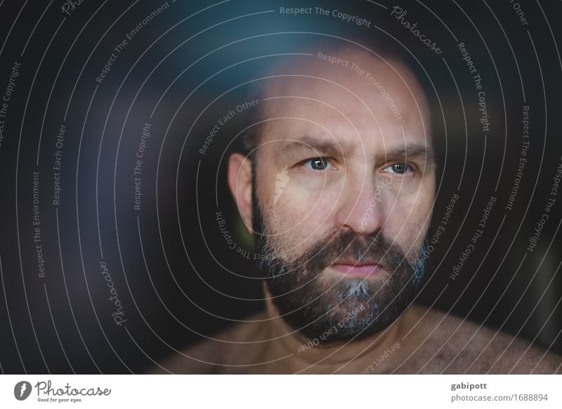 Man with beard looks out the window Human being Masculine Adults Life 1 45 - 60 years Emotions Moody Sadness Concern Grief Fatigue Reluctance Pain Longing