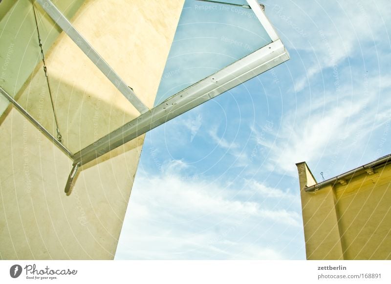 canopy Saxony-Anhalt aschersleben Germany Masonry Sky Wall (barrier) Medieval times Summer Clouds Roof Canopy Glass roof Window pane Slice Worm's-eye view