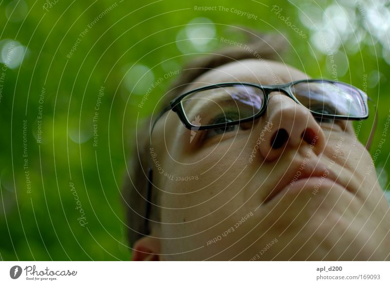 me/myself and i Colour photo Exterior shot Close-up Day Shadow Shallow depth of field Worm's-eye view Portrait photograph Upper body Front view Forward