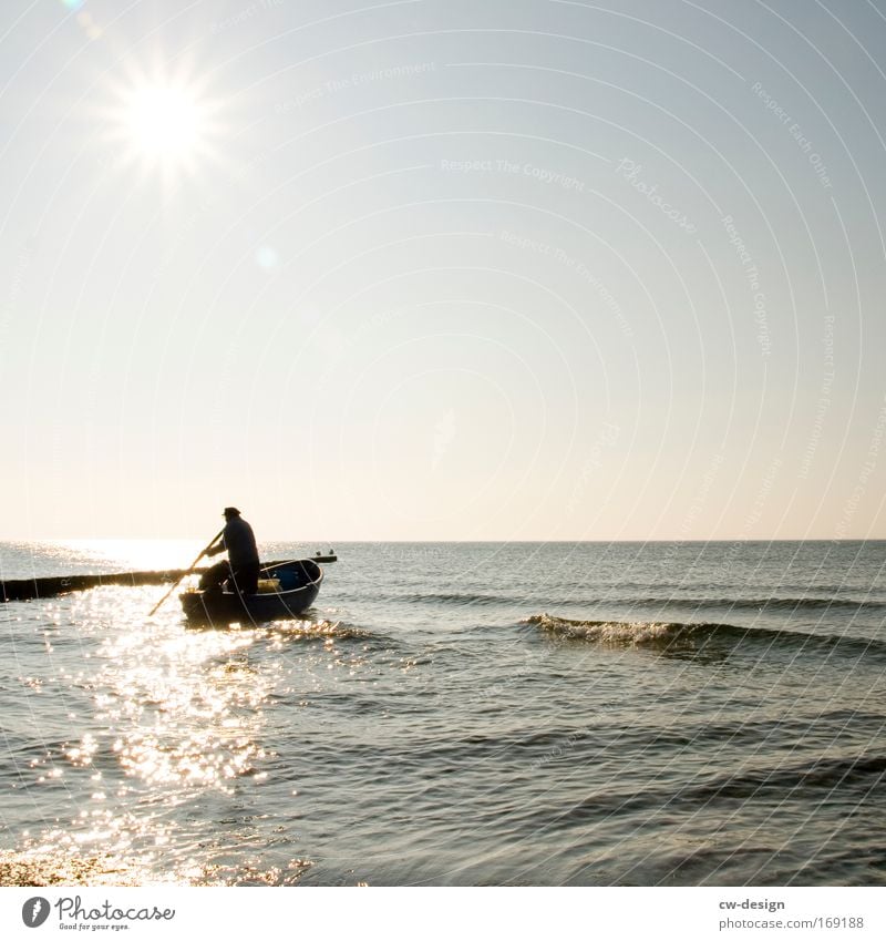 The Old Man and the Sea Colour photo Multicoloured Exterior shot Copy Space right Copy Space top Copy Space bottom Copy Space middle Morning Day Sunlight