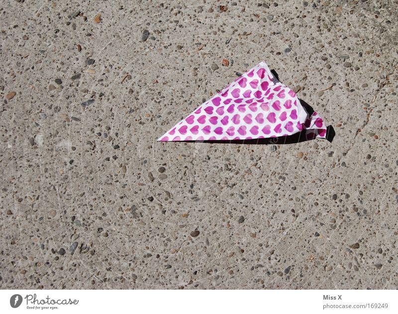 heart bag Colour photo Exterior shot Close-up Deserted Copy Space left Copy Space bottom Candy Street Lanes & trails Paper Stone Ornament Lie Old Gluttony