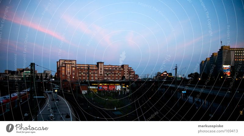 railway station hh Colour photo Exterior shot Copy Space top Twilight Long shot Trip Sightseeing City trip Hamburg German Europe Port City Downtown Skyline